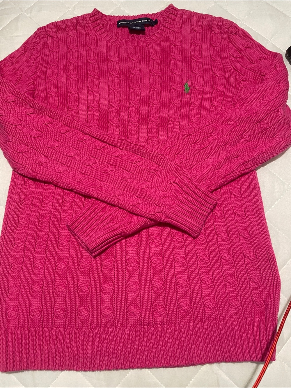 Ralph Lauren Hot Pink Cable-Knit Crewneck Sweater